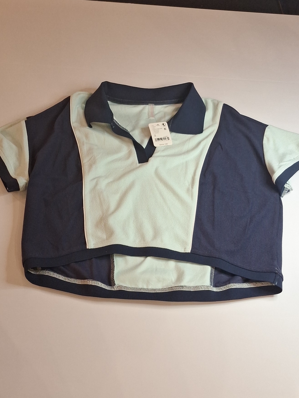 #1044 NWT Free People Collared Cropped Terry Cloth Top Size M